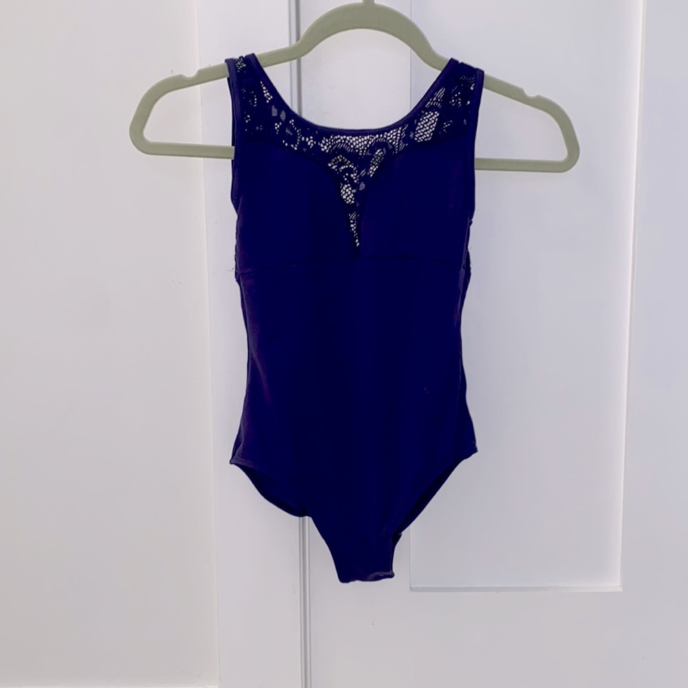 Deep Purple Leotard with Lace Trim